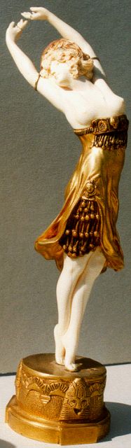 Colinet A.  | Danseresje, ivoor met brons 20,0 cm, gesigneerd op de voet