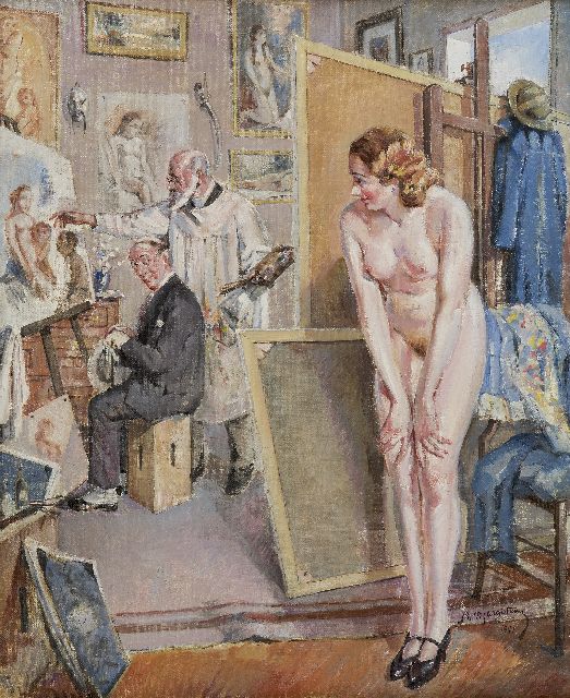 René Pierre Margoteau | Het favoriete model, olieverf op doek, 60,2 x 50,1 cm, gesigneerd r.o. en gedateerd 1941