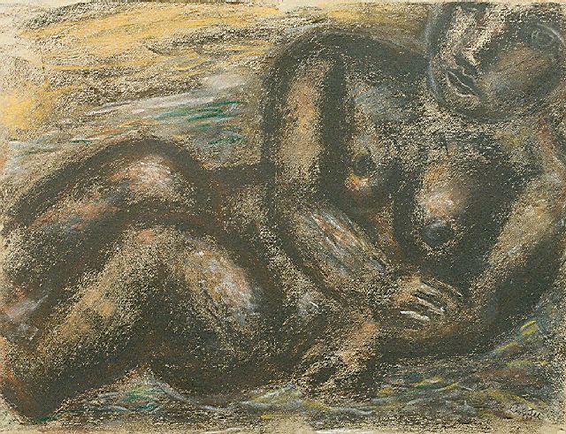 Leo Gestel | Naakt, houtskool en pastel op papier op board, 49,0 x 64,0 cm, gesigneerd r.o. en gedateerd '31