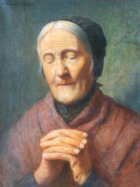 Willem van Nieuwenhoven | Biddende vrouw, olieverf op doek, 40,0 x 30,3 cm, gesigneerd l.b.