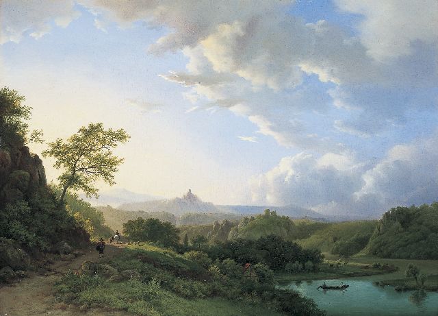 Barend Cornelis Koekkoek | Zomers Rijnlandschap, Duitsland, olieverf op paneel, 37,9 x 52,0 cm, gesigneerd l.o. en gedateerd 1835