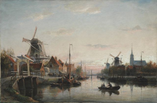Cornelis Christiaan Dommelshuizen | Maassluis bij avond, olieverf op doek, 52,2 x 79,1 cm, gesigneerd l.o. en gedateerd 1897