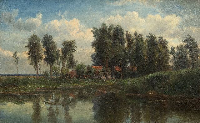 Hendrik Dirk Kruseman van Elten | Boerderij aan de waterkant, olieverf op doek, 36,1 x 57,8 cm, gesigneerd r.o.