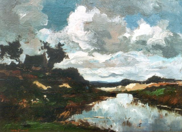 Willem de Zwart | Landschap met boerderij, olieverf op doek op paneel, 29,6 x 39,9 cm, gesigneerd l.o.