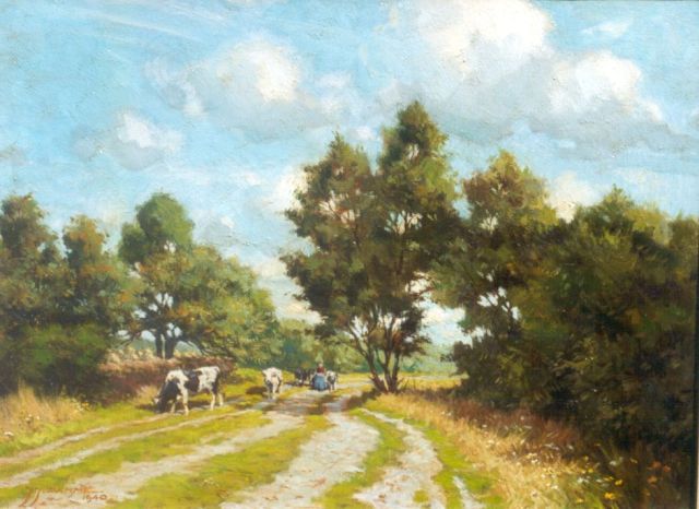 Jacobus Johannes Damme | Landweg bij Soest, olieverf op doek, 30,3 x 40,5 cm, gesigneerd l.o. en 1940