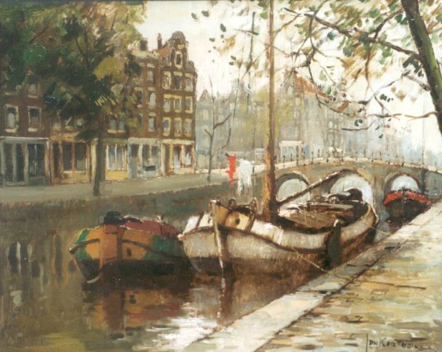 Korthals J.  | Amsterdams stadsgezicht, olieverf op doek 40,3 x 49,9 cm, gesigneerd r.o.