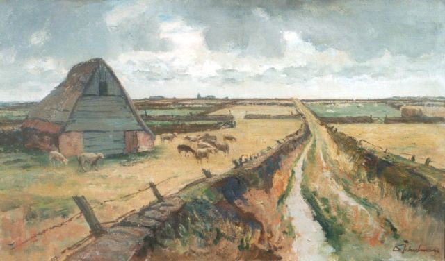 Schulman D.  | Landweg op Texel, olieverf op doek 60,0 x 100,2 cm, gesigneerd r.o.