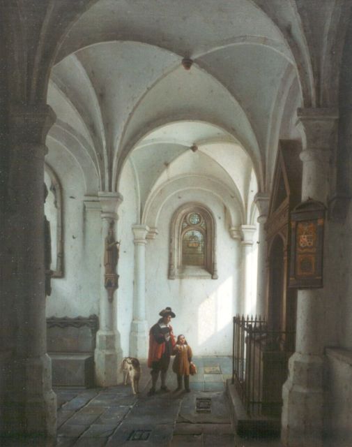 Gillis Haanen | Figuren in een kapel, olieverf op paneel, 49,6 x 39,6 cm, gesigneerd l.o. en gedateerd '1833 Ut.t.'