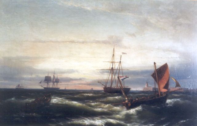 Hermanus Koekkoek jr. | Op stormachtige zee, olieverf op doek, 58,4 x 91,7 cm, gesigneerd r.o.