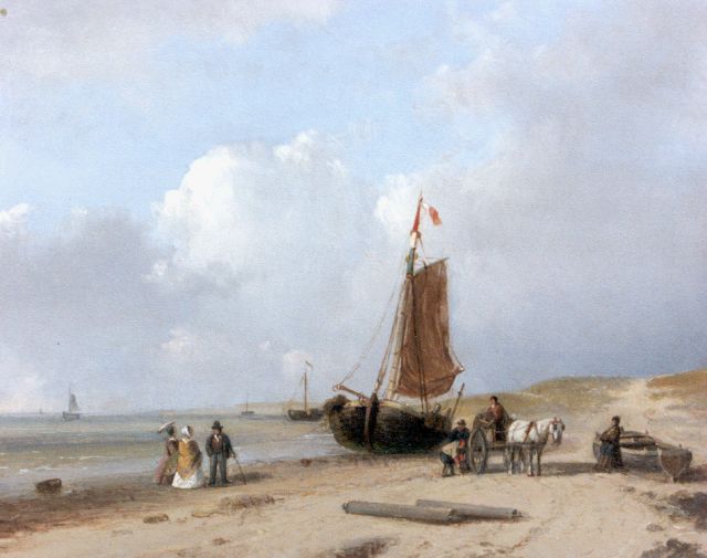Petrus Marius Brouwer | Strandgezicht, olieverf op paneel, 16,7 x 20,6 cm, gesigneerd l.o.