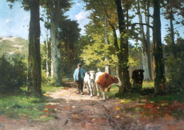 Johan Frederik Cornelis Scherrewitz | Op weg naar de stal, olieverf op doek, 70,4 x 100,3 cm, gesigneerd l.o.