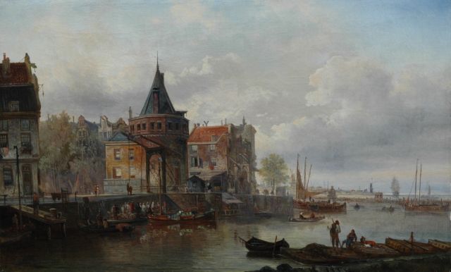 Elias Pieter van Bommel | Schreierstoren, Amsterdam, olieverf op doek, 42,4 x 68,8 cm, gesigneerd l.o. en gedateerd 1886