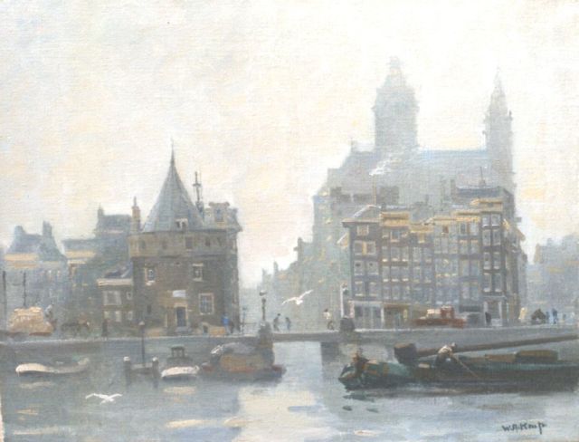 Willem Alexander Knip | Prins Hendrikkade met de Schreierstoren te Amsterdam, olieverf op doek, 40,3 x 50,4 cm, gesigneerd r.o.