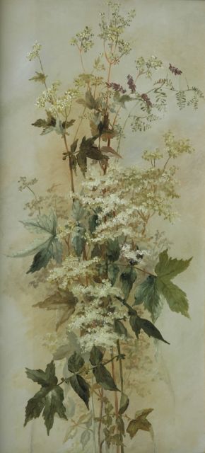 Phillippine Quarles van Ufford | Stilleven van schermbloemen, olieverf op paneel, 92,2 x 43,5 cm