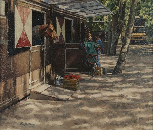 Frans Koppelaar | Bij de stallen, Duindigt, olieverf op doek, 50,0 x 59,8 cm, gesigneerd l.o. en gedateerd '1996' verso