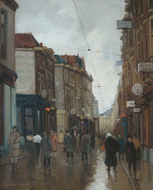 Leo Grijseels | Het Noordeinde, Den Haag, olieverf op doek, 30,0 x 24,4 cm, gesigneerd l.o.