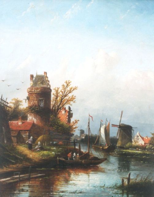 Jacob Jan Coenraad Spohler | Riviergezicht bij Buiksloot, olieverf op doek, 44,0 x 35,0 cm, gesigneerd l.o.