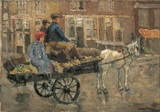 Marie Henri Mackenzie | Paardenkar bij de Noordermarkt, Amsterdam, olieverf op doek, 46,4 x 65,5 cm, gesigneerd r.o.
