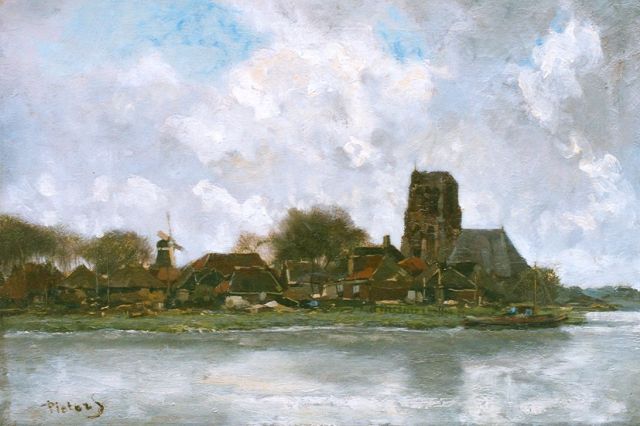 Pieter Scheen sr. | Dorp aan het water, olieverf op doek, 35,3 x 50,3 cm, gesigneerd l.o.