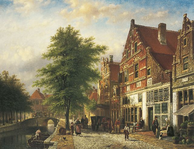 Johannes Franciscus Spohler | De Zuiderhavendijk te Enkhuizen, olieverf op doek, 70,0 x 90,0 cm, gesigneerd r.o.