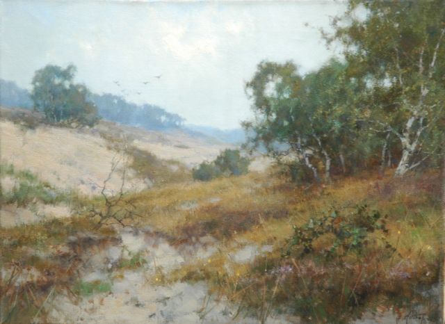 Jan Holtrup | Grijzige dag op het Mosselse Zand, olieverf op doek, 30,1 x 40,3 cm, gesigneerd r.o.