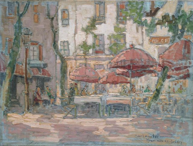 Henri van Os-Delhez | Terras op Montmartre, olieverf op doek, 30,2 x 40,3 cm, gesigneerd r.o.