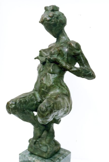 Freddy van Dyck | Uitdaging, brons, 33,0 x 15,0 cm, gesigneerd op bronzen basis