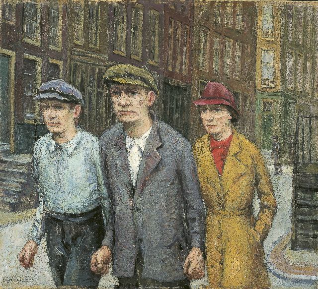 Chris Beekman | Op weg naar de demonstratie, olieverf op doek, 45,0 x 50,0 cm, gesigneerd l.o. en te dateren ca. 1934