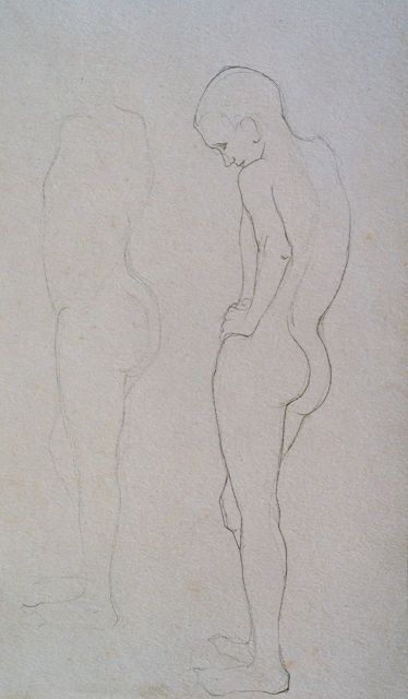 Jan Mankes | Studie van een mannelijk naakt, potlood op papier, 26,4 x 17,0 cm