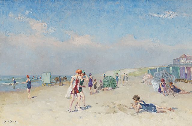 Louis Soonius | Aan het strand, olieverf op doek, 40,6 x 61,0 cm, gesigneerd l.o.