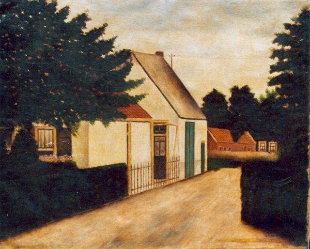 Sal Meijer | Landschap met huizen, olieverf op doek, 57,5 x 71,5 cm, gesigneerd r.o. dubbel