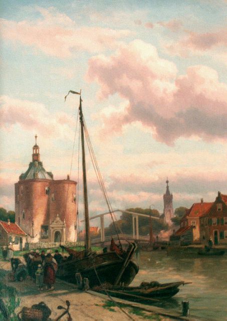 Jan H.B. Koekkoek | Haven van Enkhuizen met 'De Drommedaris', olieverf op doek, 81,0 x 56,3 cm, gesigneerd r.o.