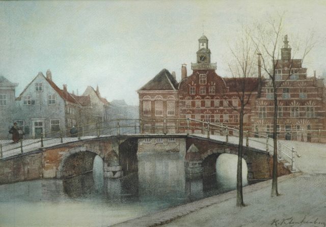 Karel Klinkenberg | Gezicht op het Haagse Spui met het Oude Vrouwen- en Kinderhuis, aquarel op papier, 29,1 x 41,7 cm, gesigneerd r.o.