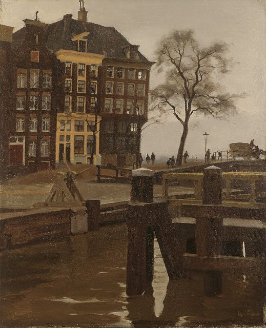 Willem Witsen | De hoek Kalkmarkt en Prins Hendrikkade, Amsterdam, olieverf op doek, 51,2 x 42,0 cm, gesigneerd r.o.