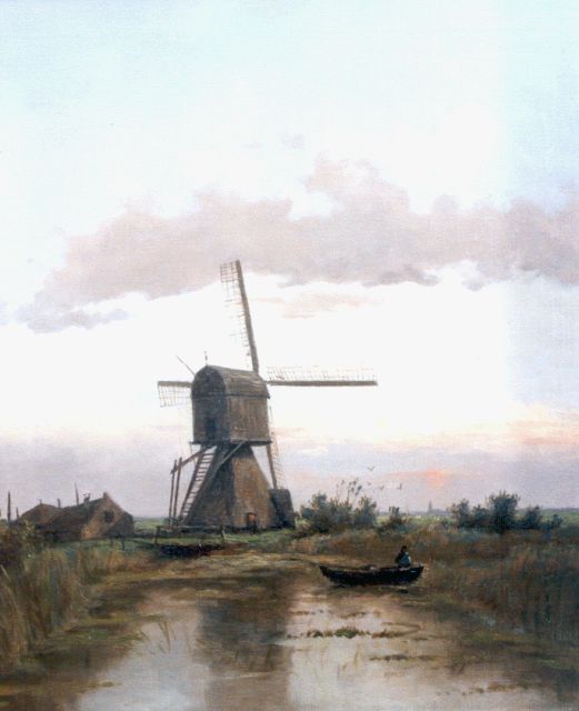 Gerard Koekkoek | Avondstemming in de polder, olieverf op doek, 61,6 x 50,5 cm, gesigneerd l.o. en gedateerd 1895