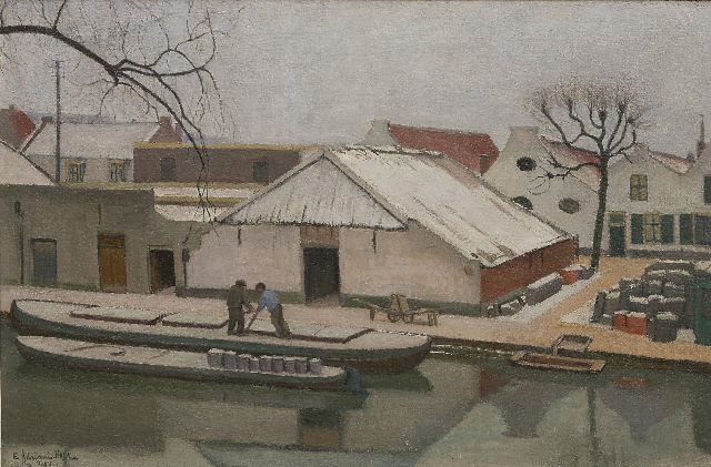 Elisabeth Adriani-Hovy | Vaart bij Utrecht in de winter, olieverf op doek, 50,8 x 77,7 cm, gesigneerd l.o. en gedateerd 1929