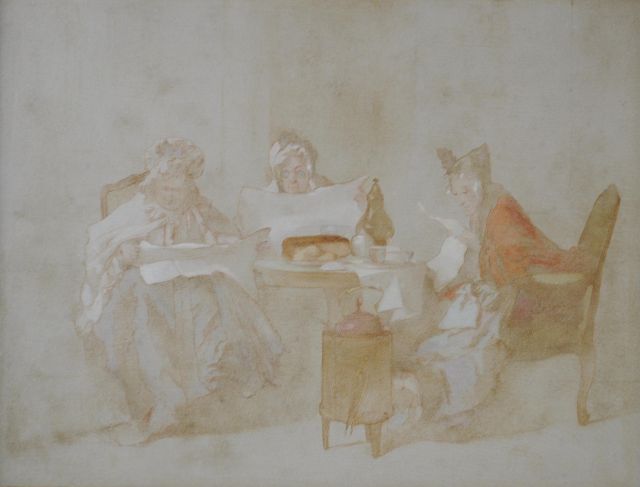 Alexander Hugo Bakker Korff | La politique au déjeuner (voorstudie), olieverfschets op paneel, 21,7 x 27,4 cm, te dateren ca. 1867