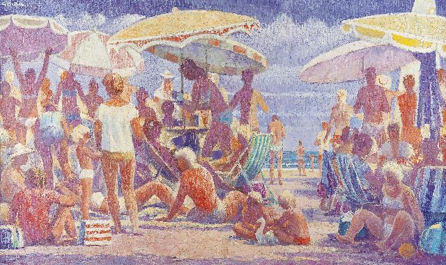Peter Colfs | Strandvermaak, olieverf op doek, 67,2 x 110,0 cm, gesigneerd l.b.