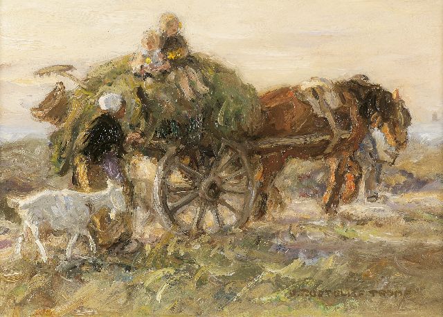 Jan Zoetelief Tromp | Huiswaarts, olieverf op paneel, 18,8 x 26,6 cm, gesigneerd r.o. en te dateren ca. 1903-1904