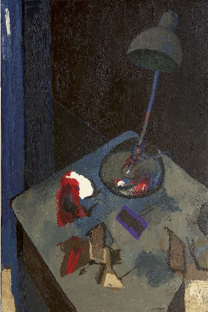 Theo Mooyman | 'Tafel 's avonds I', olieverf op doek, 180,0 x 120,0 cm, gesigneerd r.o. en gedateerd '83