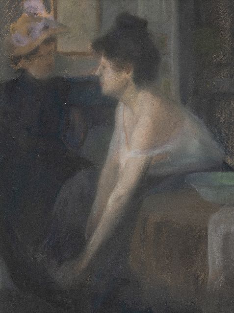 Charles Léandre | Femmes à la toilette, pastel op papier op schildersboard, 48,0 x 37,8 cm, gesigneerd r.o.