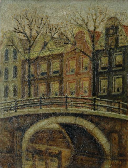 Sal Meijer | Amsterdams grachtje, olieverf op paneel, 20,6 x 15,7 cm, gesigneerd r.o.