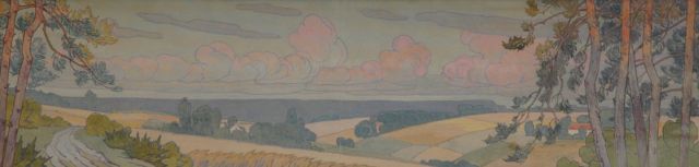 Rodolphe Wytsman | Belgisch Brabant (studie voor een fries), potlood en aquarel op papier, 20,8 x 80,1 cm, gesigneerd verso (op achtertikkarton) en te dateren 1900-1906