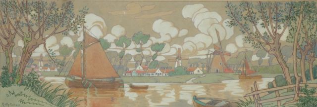 Wytsman R.P.  | Vlaanderen (studie voor een fries, rechterkant), potlood en aquarel op papier 21,6 x 60,0 cm, gesigneerd l.o. en te dateren 1902
