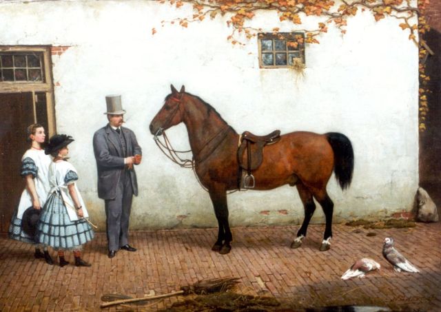 Willem de Famars Testas | Voor de morgenrit, olieverf op doek, 50,1 x 69,8 cm, gesigneerd r.o. en gedateerd 1863