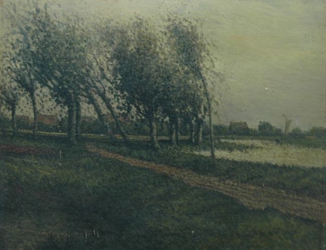Henri van Daalhoff | Landschap, olieverf op paneel, 32,0 x 40,1 cm, gesigneerd r.o.