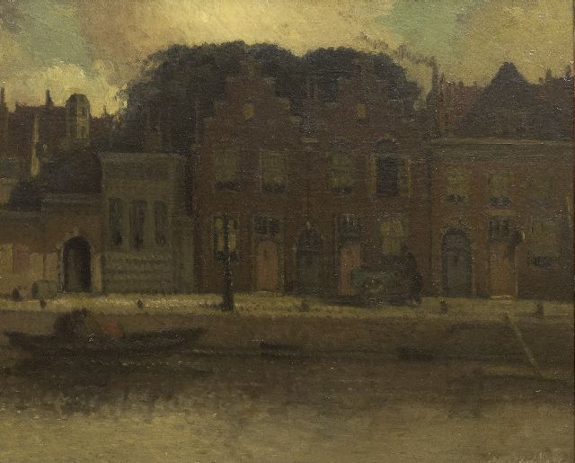 Henri van Daalhoff | Huizen langs de kade, olieverf op paneel, 37,7 x 46,0 cm, gesigneerd r.o.