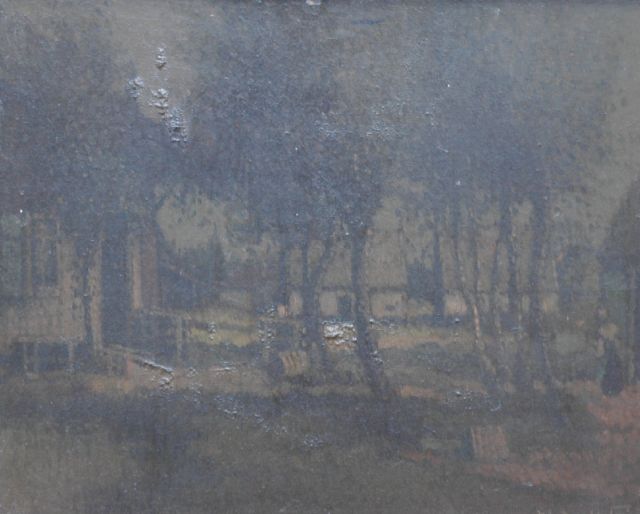 Henri van Daalhoff | Boerderijen aan het water, olieverf op paneel, 37,0 x 46,0 cm, gesigneerd r.o.