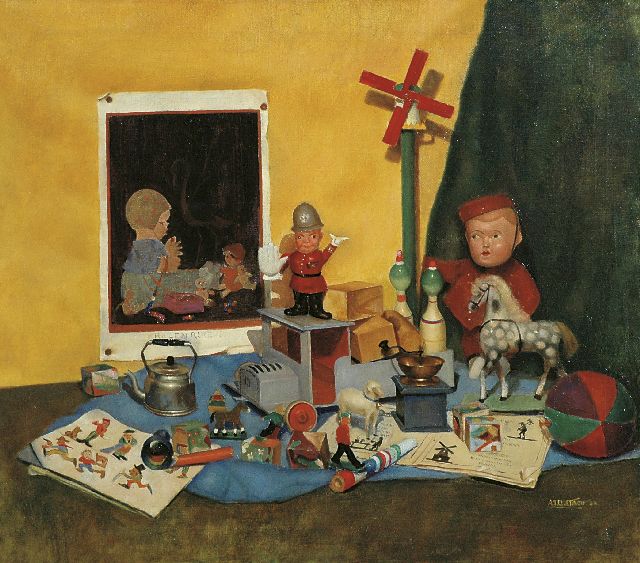 Cloetingh A.J.  | Kinderspeelgoed, olieverf op doek 70,3 x 80,3 cm, gesigneerd r.o. en gedateerd '30
