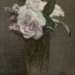 Fantin-Latour I.H.J.T. - Rozen in recht glas, olieverf op doek 28,3 x 21,8 cm, gesigneerd r.o. en gedateerd '72